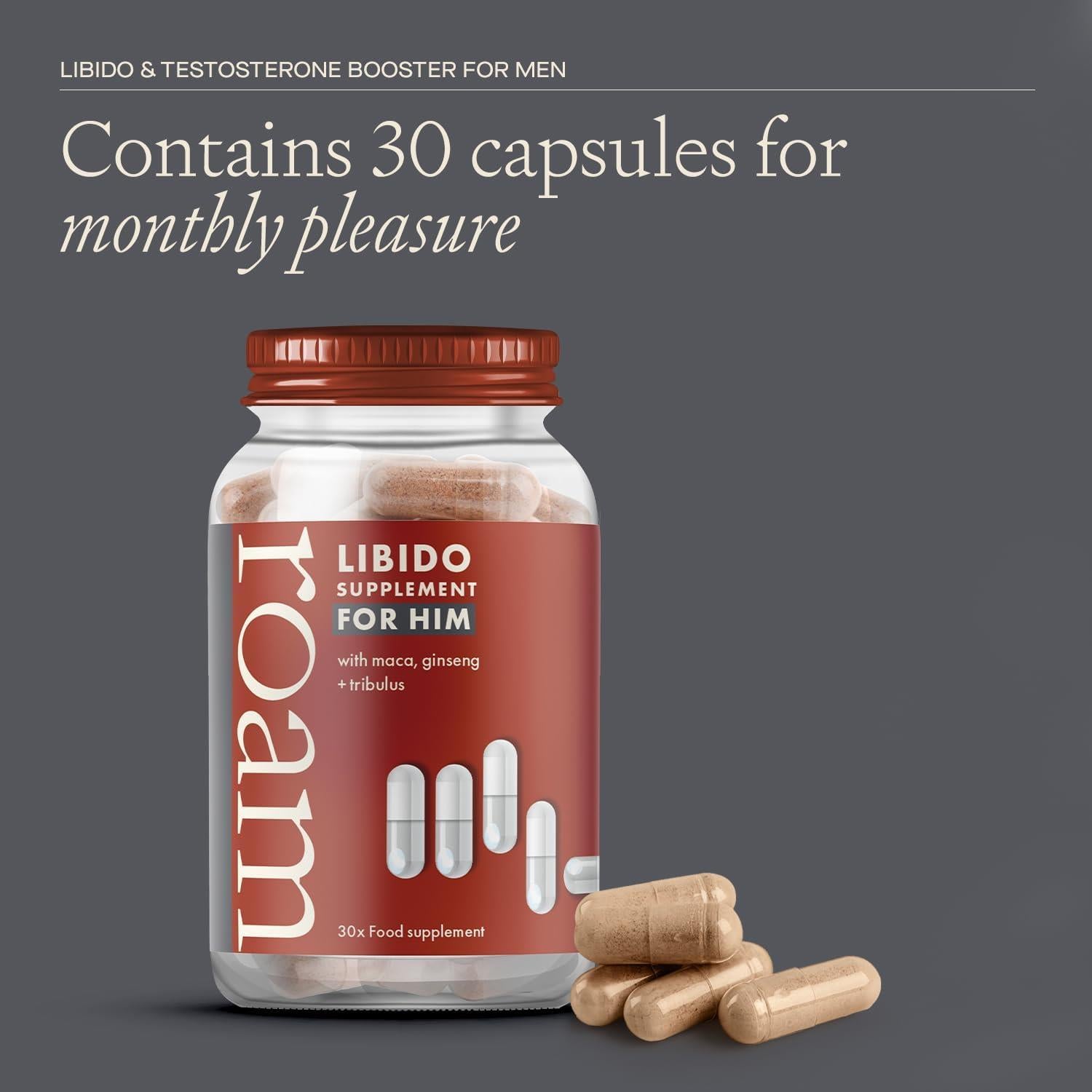 Roam Libido For Him LIBM30 Performance Supplement Natural Vitality Boost, 3 Pack