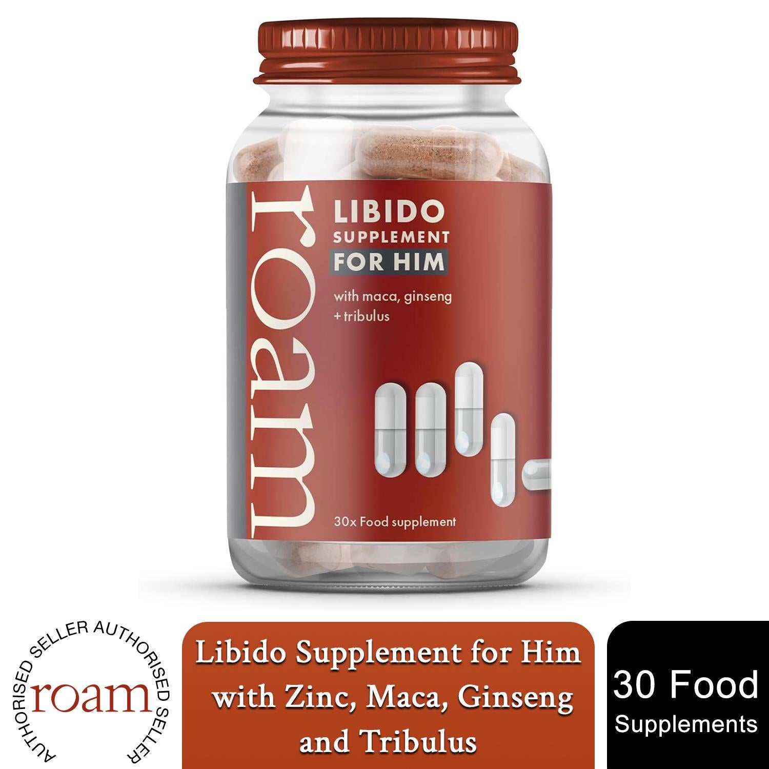 Roam Libido For Him LIBM30 Performance Supplement Natural Vitality Boost