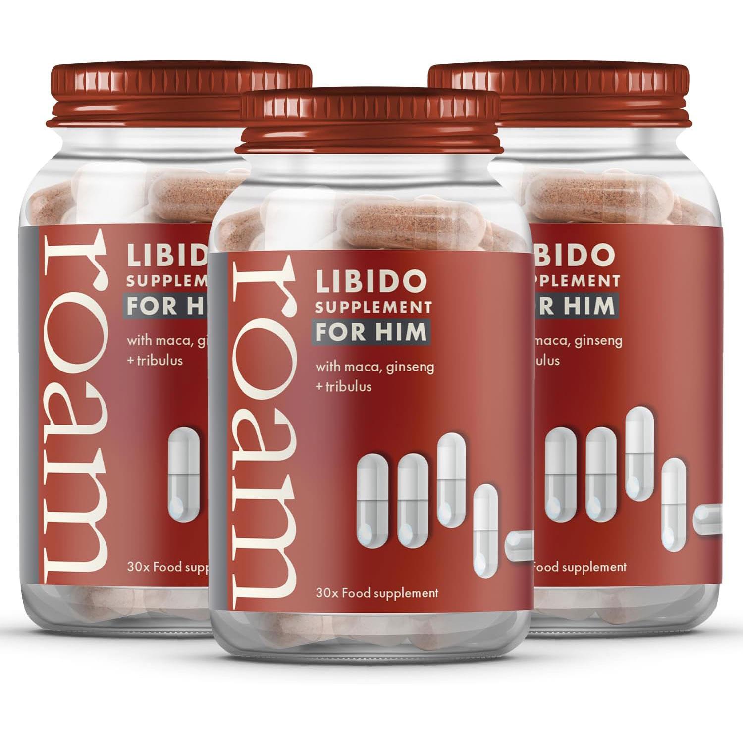 Roam Libido For Him LIBM30 Performance Supplement Natural Vitality Boost, 3 Pack