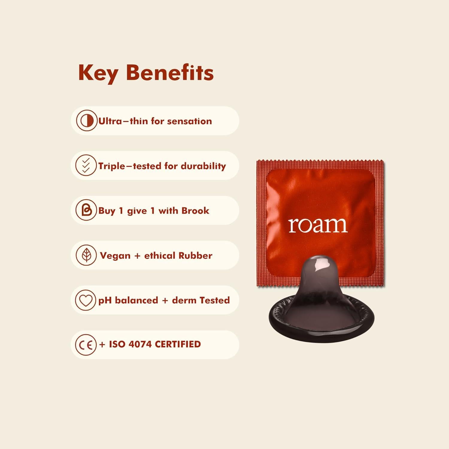 Roam Libido For Him & Dark Brown Condom Bundle Performance Boost Energy Pack