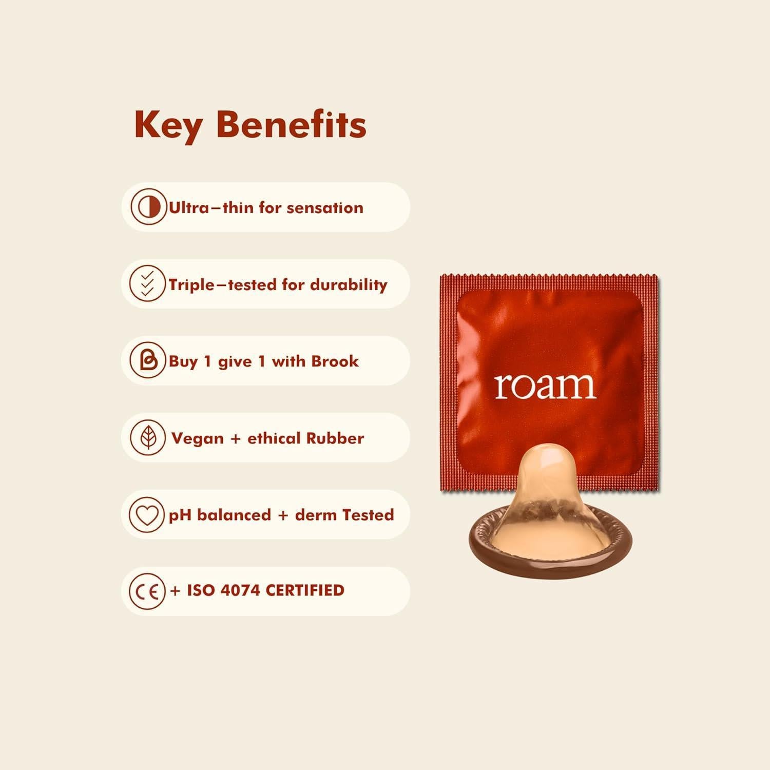 Roam Libido For Him & Light Brown Condom Bundle Male Vitality Energy Support